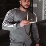 Komplet męski dresowy STRIPES MEN OLAVOGA szary melanż