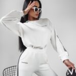 Komplet sportowy bawełniany Stripes Ola Voga ecru