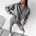 Komplet sportowy bawełniany Stripes Ola Voga szary