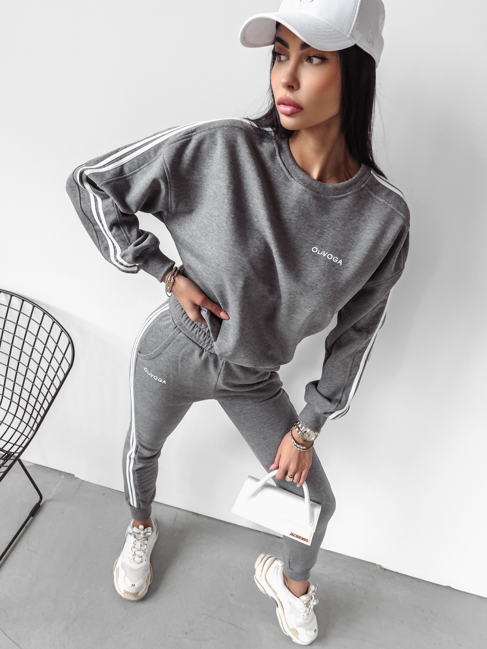 Komplet sportowy bawełniany Stripes Ola Voga szary