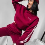 Komplet sportowy bawełniany Stripes Ola Voga bordowy