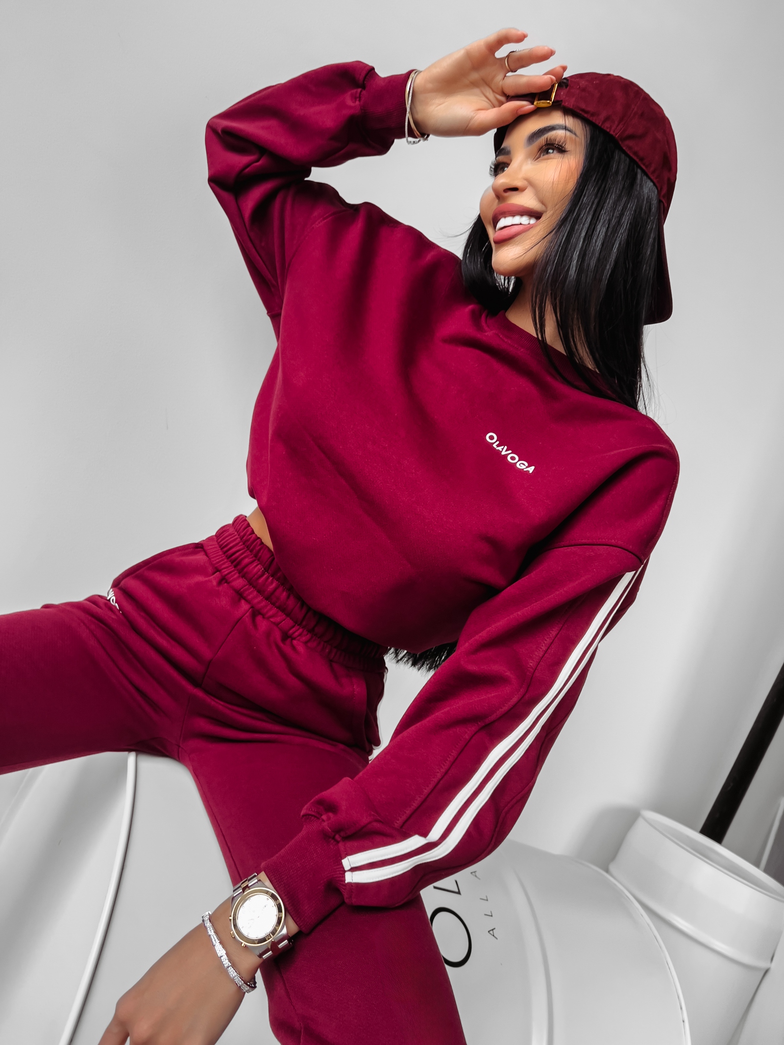 Komplet sportowy bawełniany Stripes Ola Voga bordowy Komplet sportowy bawełniany Stripes Ola Voga bordowy