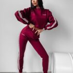 Komplet sportowy bawełniany Stripes Ola Voga bordowy