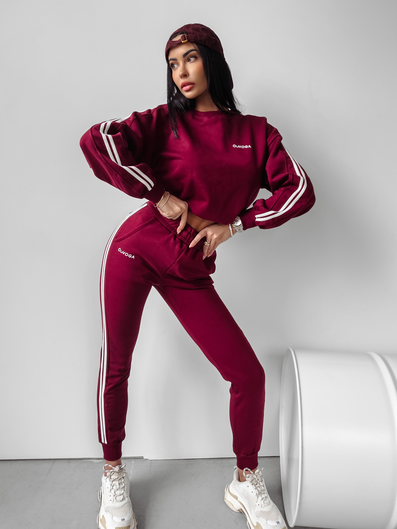 Komplet sportowy bawełniany Stripes Ola Voga bordowy Komplet sportowy bawełniany Stripes Ola Voga bordowy