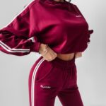 Komplet sportowy bawełniany Stripes Ola Voga bordowy