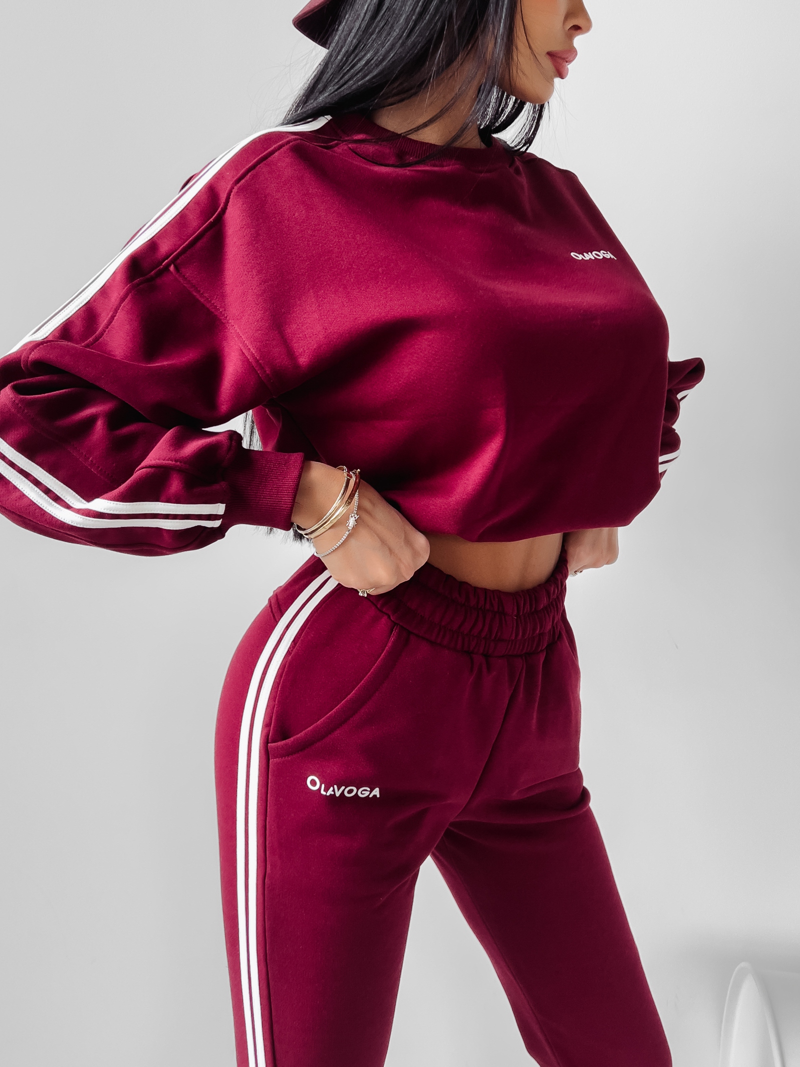 Komplet sportowy bawełniany Stripes Ola Voga bordowy Komplet sportowy bawełniany Stripes Ola Voga bordowy