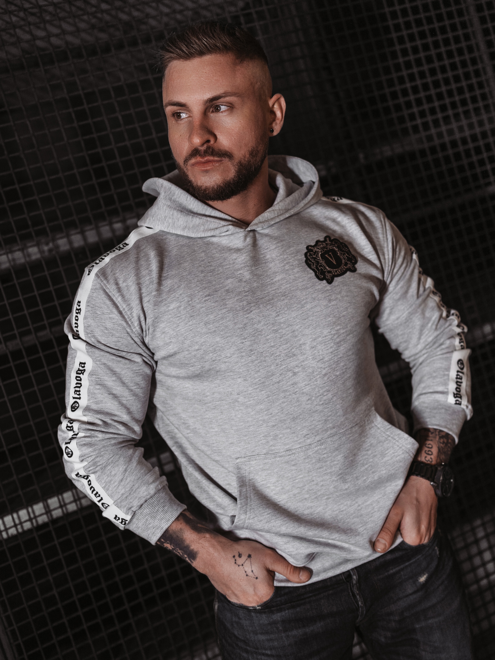 Bluza męska sportowa z lampasem BALANCE OLAVOGA j.szary