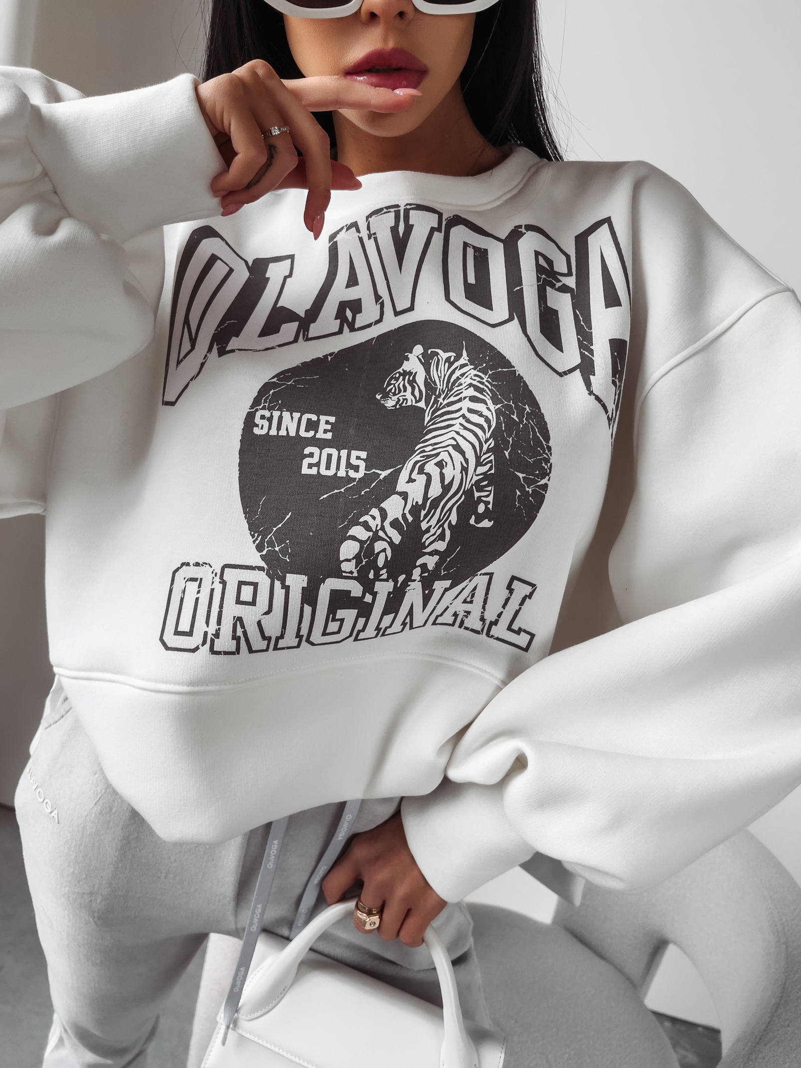 Bluza damska crewneck Oklahoma Ola Voga ecru