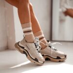 Skarpety damskie bezuciskowe sportowe beżowe