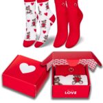Zestaw skarpetek damskich 2-pak biało-czerwony