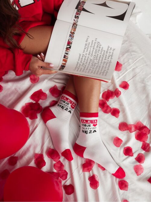 Skarpetki damskie "moje serce należy do męża" białe