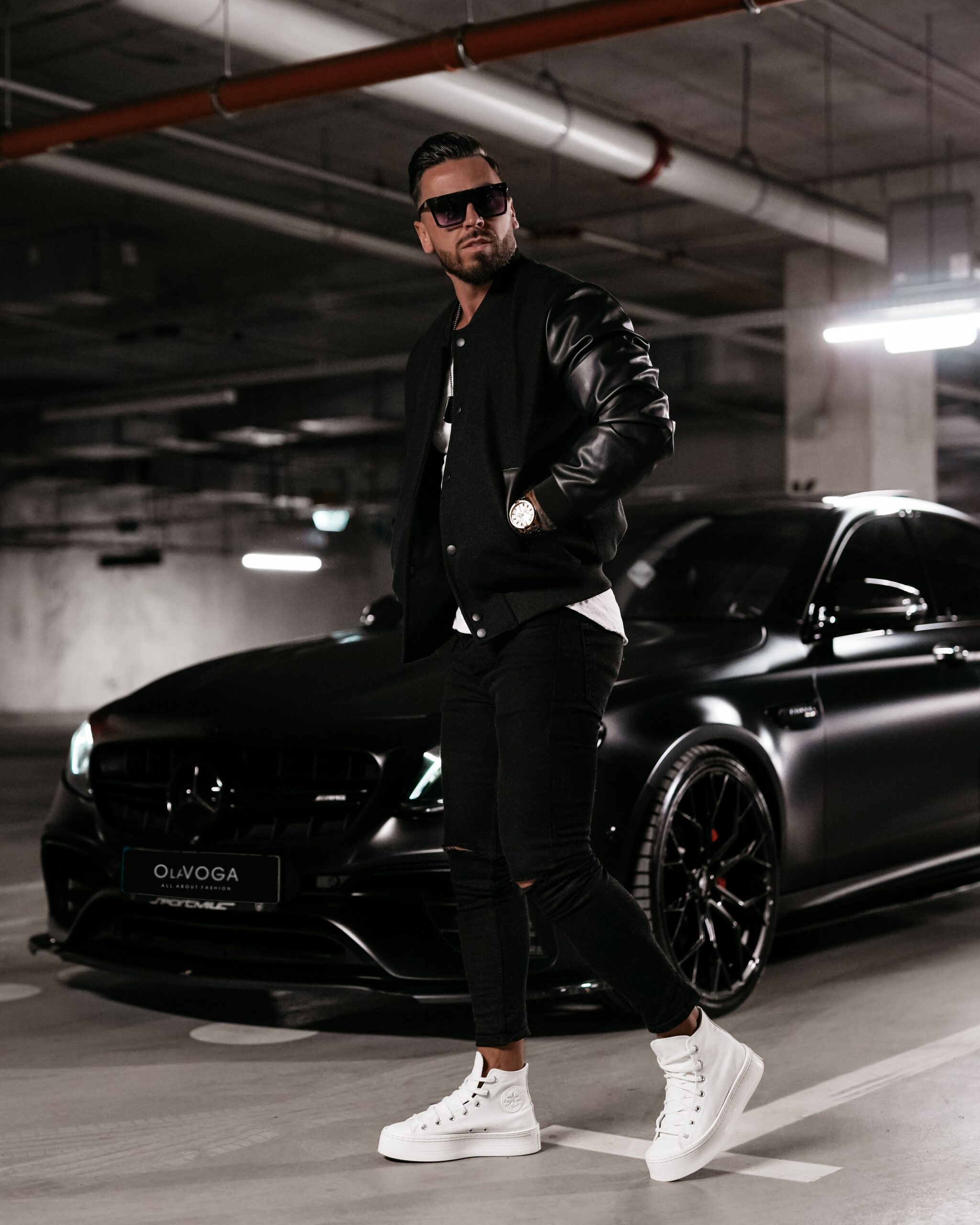 Kurtka męska bomberka Blank Ola Voga czarna