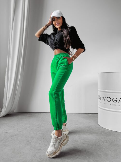 Spodnie sportowe dzianinowe Ambros Ola Voga zielone