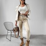 -wyprzedane-Spodnie dzianinowe Sachet Ola Voga beżowe