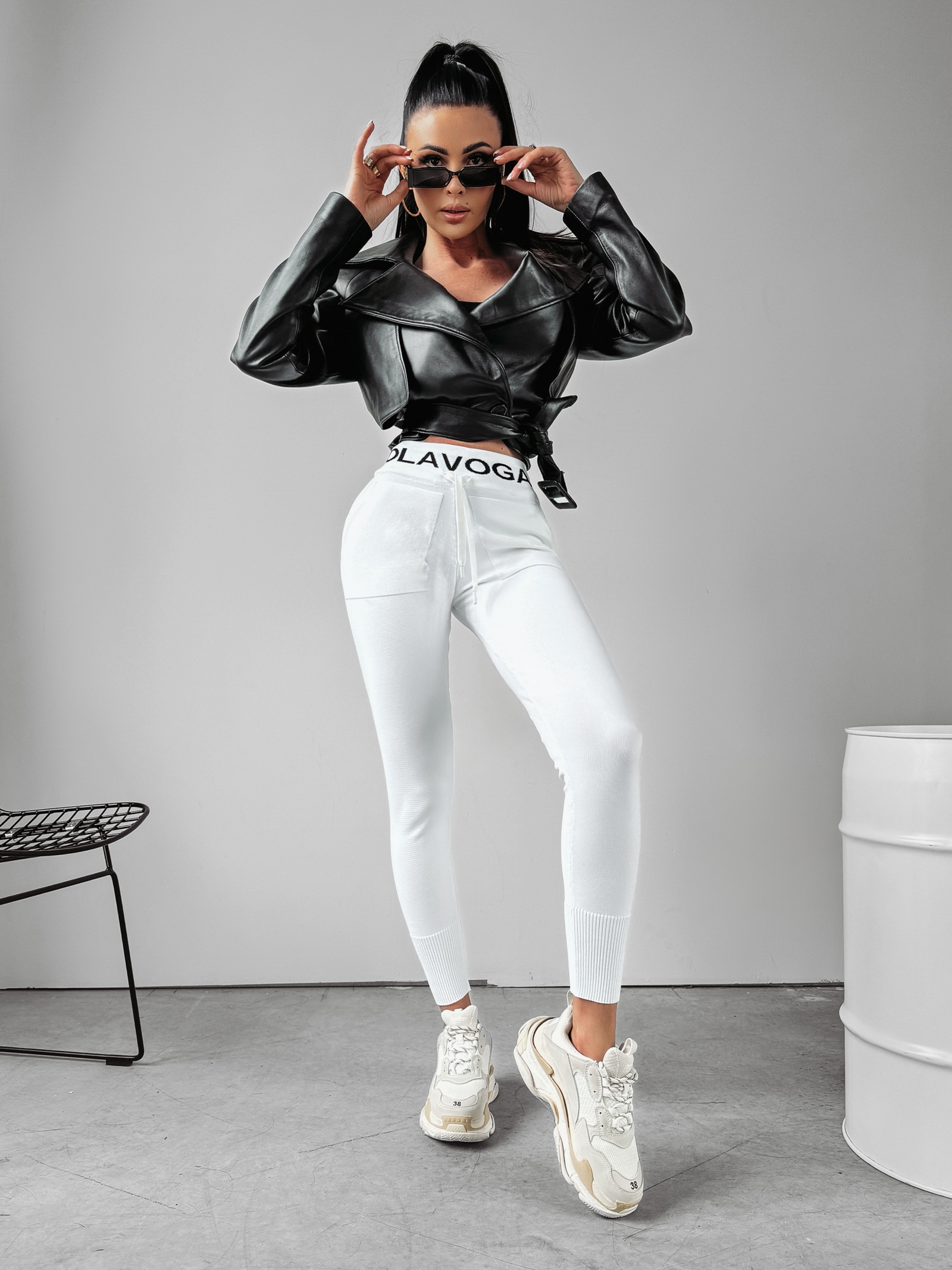 Spodnie dzianinowe Sachet Ola Voga ecru