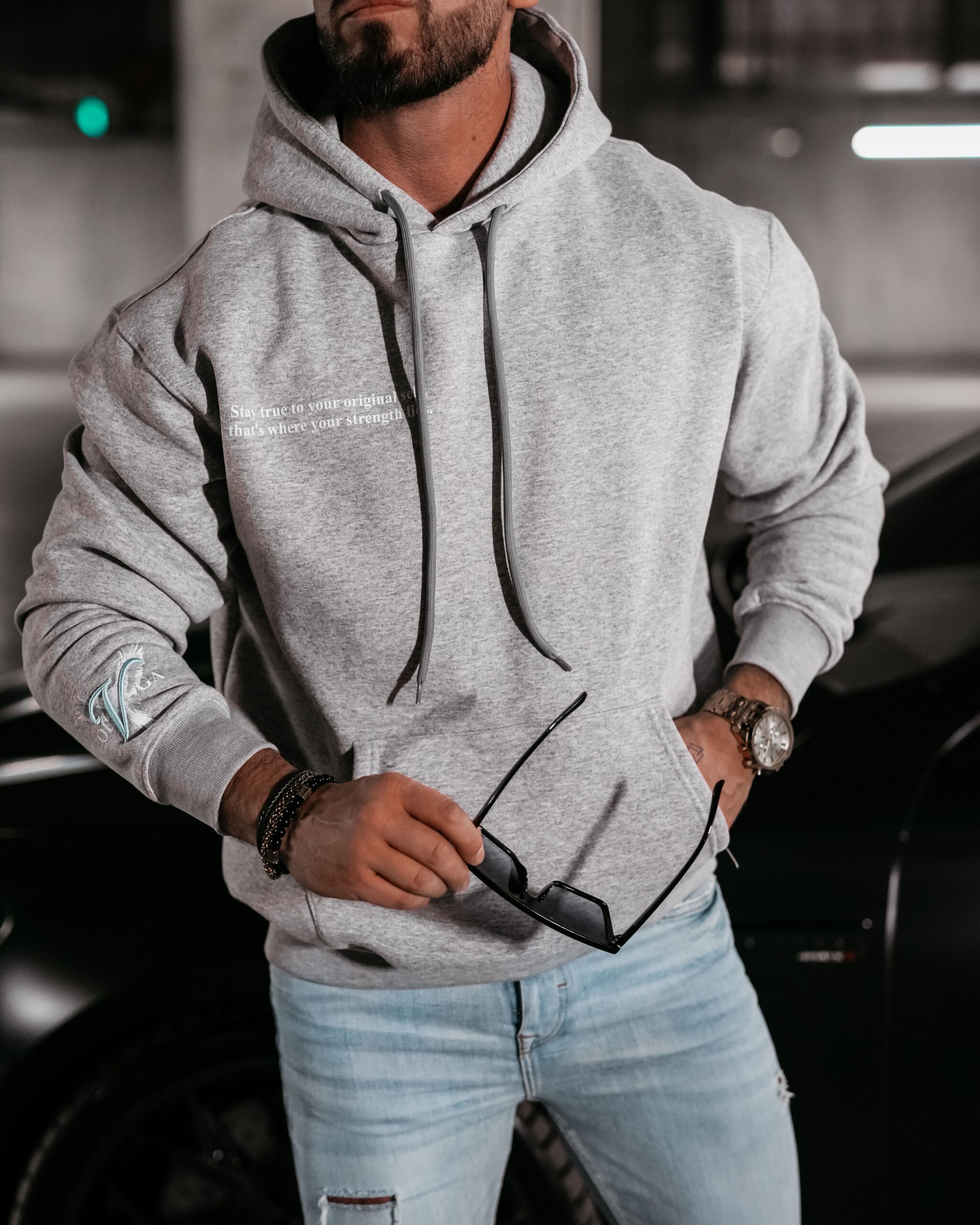 Bluza męska hoodie kangurka Eagle Ola Voga szara