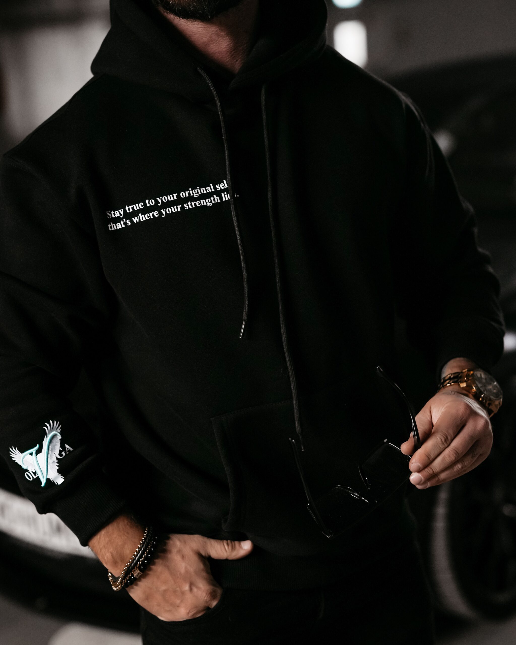 Bluza męska hoodie kangurka Eagle Ola Voga czarna