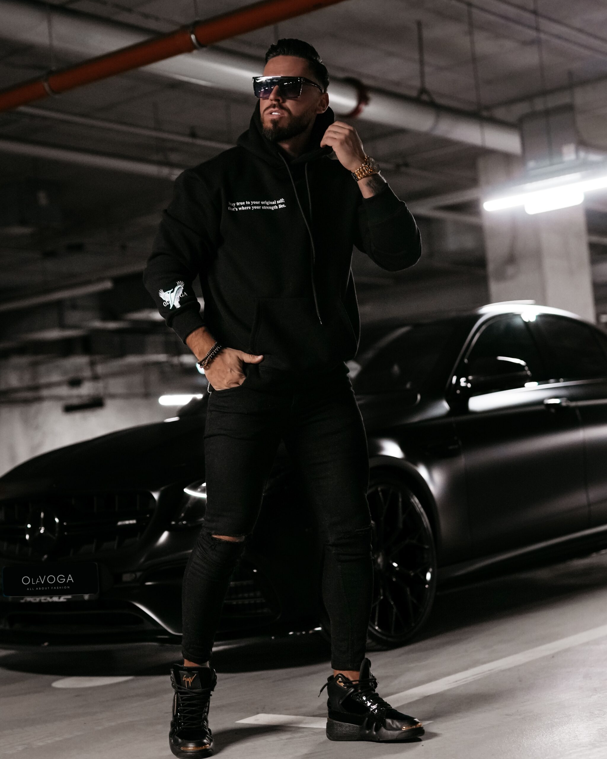 Bluza męska hoodie kangurka Eagle Ola Voga czarna