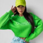 Bluza klasyczna z logo Creme Ola Voga zielona