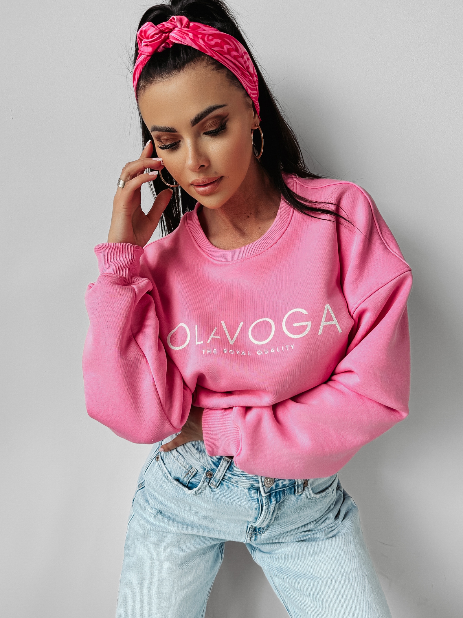 Bluza klasyczna z logo Creme Ola Voga różowa