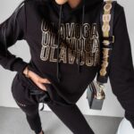 Bluza kangurka z nadrukiem Kiki Ola Voga czarna