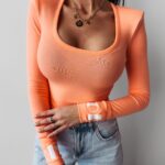 Bluzka gładka BASIC Fate Ola Voga łososiowa