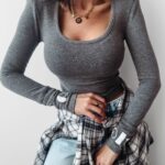 Bluzka gładka BASIC Fate Ola Voga grafitowa