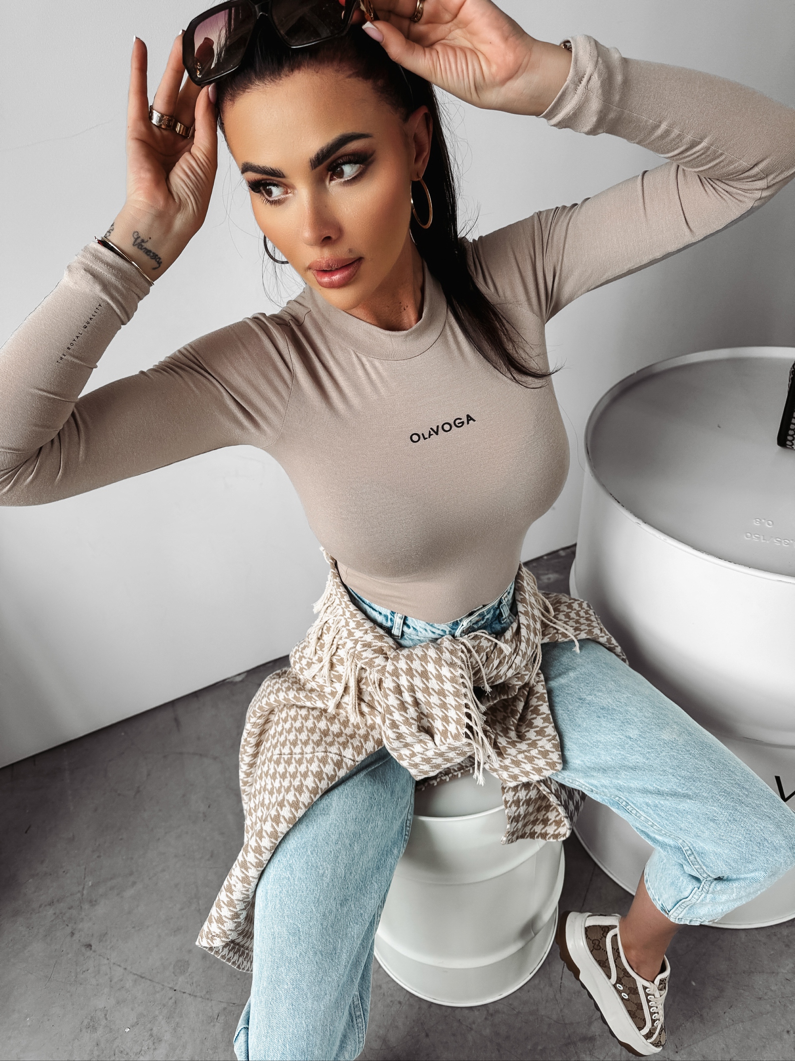 Bluzka BASIC gładka Jenny Ola Voga beżowa