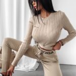 Top dopasowany Emeli Ola Voga beżowy