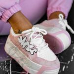 Buty sportowe na platformie Madam Zegos pudrowe