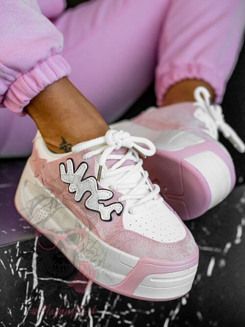 Buty sportowe na platformie Madam Zegos pudrowe