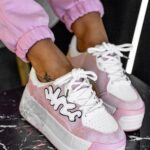 Buty sportowe na platformie Madam Zegos pudrowe