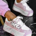 Buty sportowe na platformie Madam Zegos pudrowe