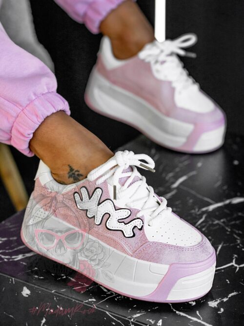 Buty sportowe na platformie Madam Zegos pudrowe