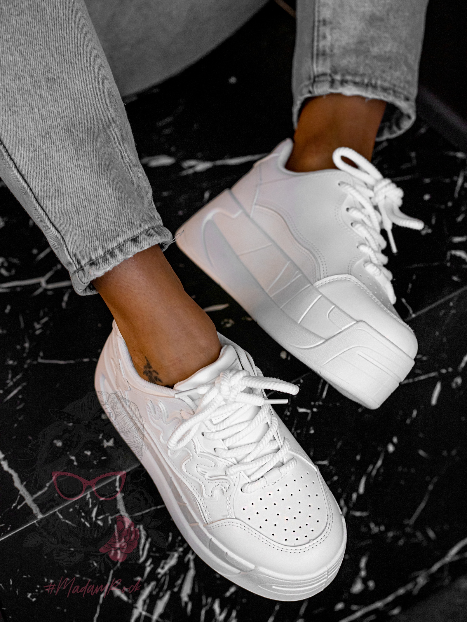 Buty sportowe na platformie Madam Zegos białe Buty sportowe na platformie Madam Zegos białe