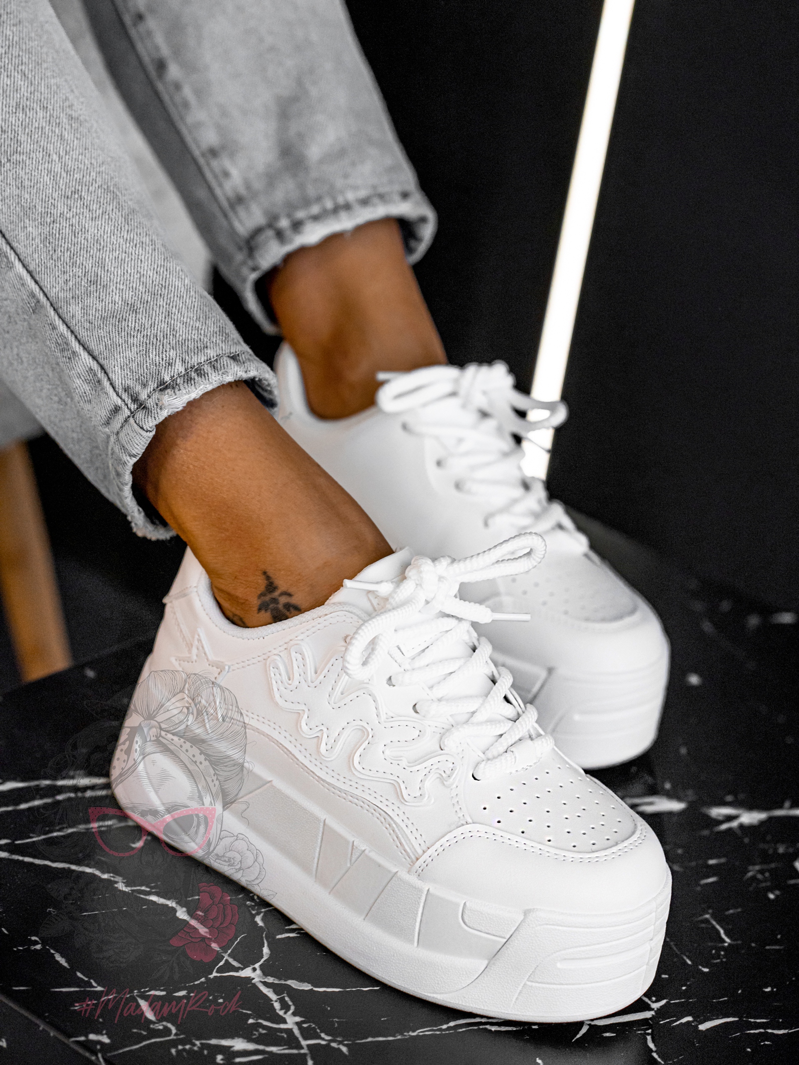 Buty sportowe na platformie Madam Zegos białe Buty sportowe na platformie Madam Zegos białe