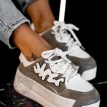 Buty sportowe na platformie Madam Zegos c.beżowe