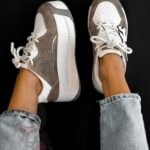 Buty sportowe na platformie Madam Zegos c.beżowe