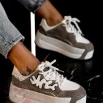 Buty sportowe na platformie Madam Zegos c.beżowe