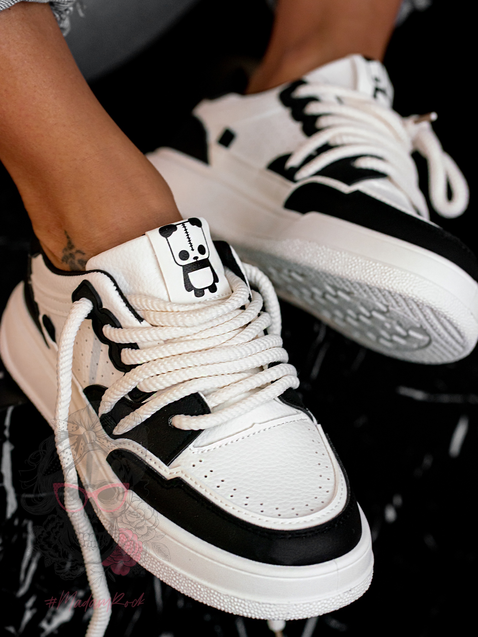 Buty sportowe Madam Panda czarno-kremowe