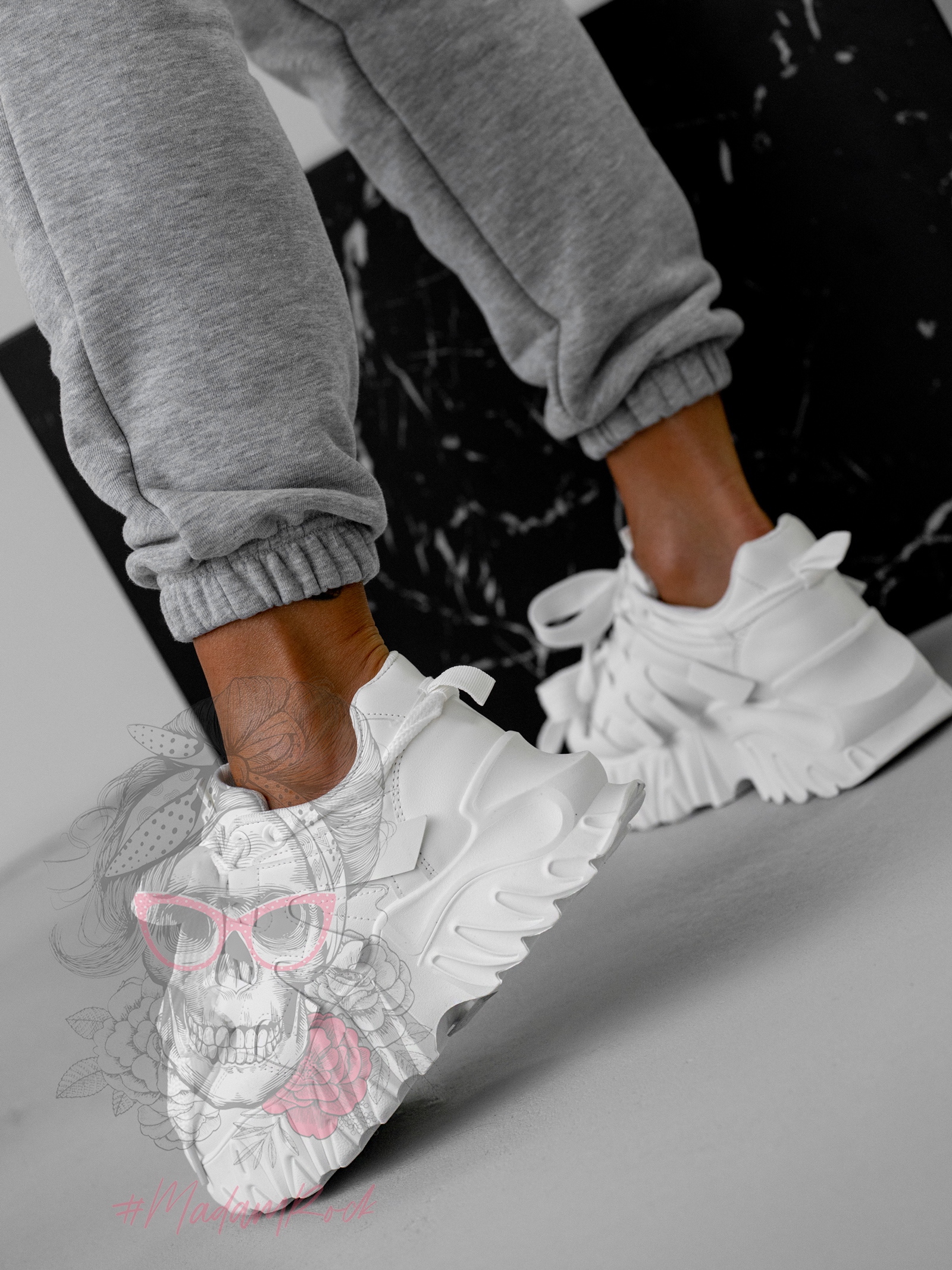 Buty sportowe na platformie Rock Totto białe