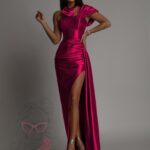 Sukienka maxi NB WineRoses amarantowa