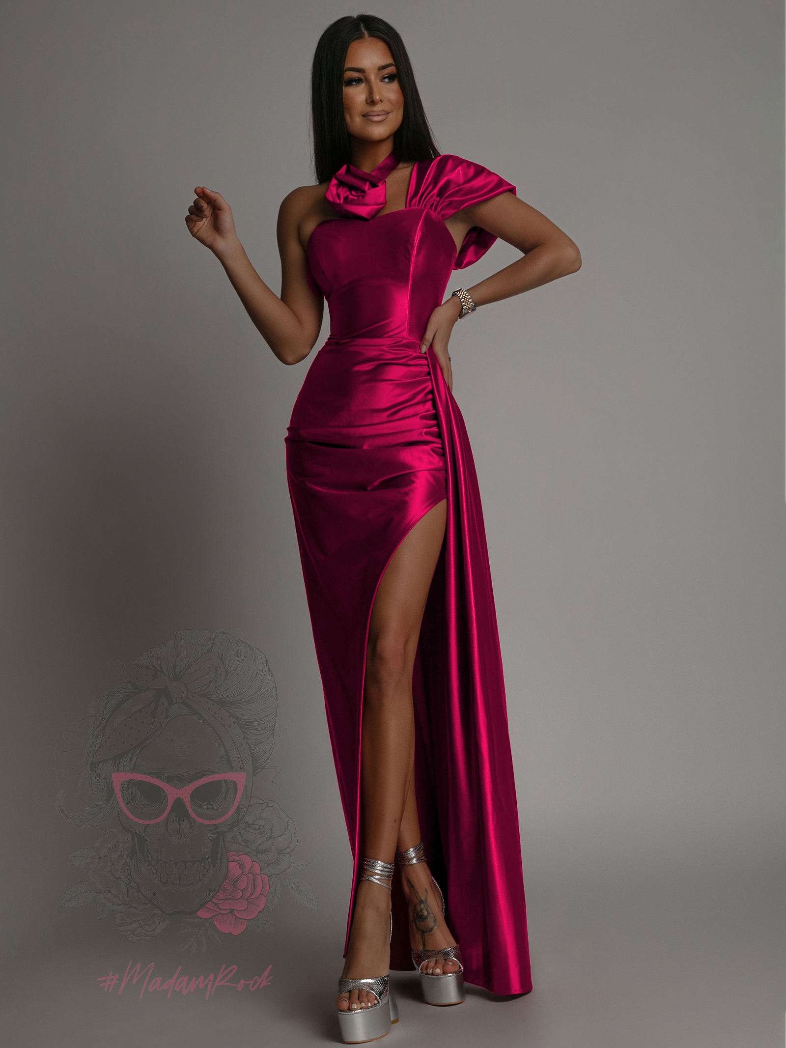 Sukienka maxi NB WineRoses amarantowa