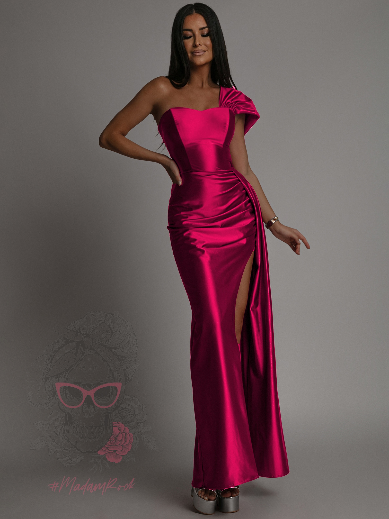 Sukienka maxi NB WineRoses amarantowa