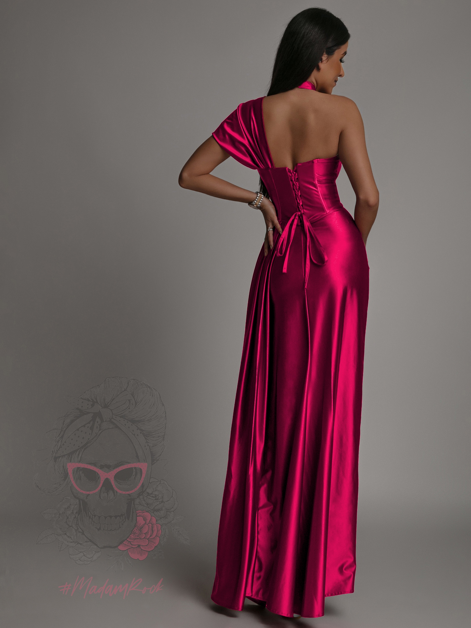 Sukienka maxi NB WineRoses amarantowa