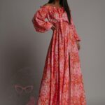 Sukienka wakacyjna maxi NB Miliam różowo-pomarańczowa