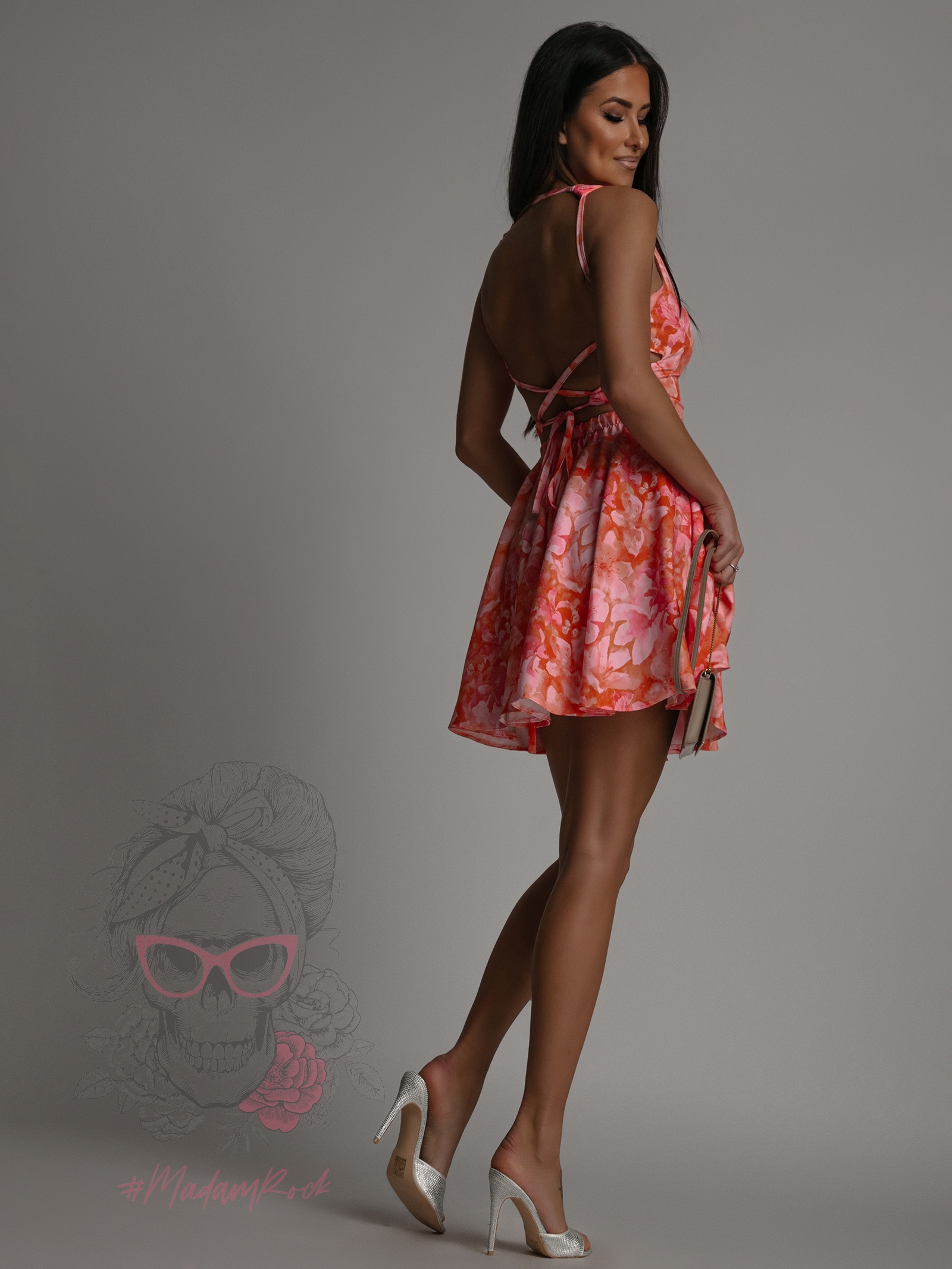 Sukienka wakacyjna NB Miliam różowo-pomarańczowa Sukienka wakacyjna NB Miliam różowo-pomarańczowa