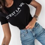 T-shirt klasyczny LAVIE Ola Voga czarny
