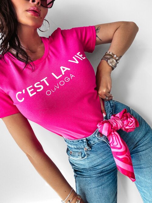 T-shirt klasyczny LAVIE Ola Voga fuksja