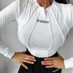 Bluzka z przeszyciami Rare Ola Voga biała